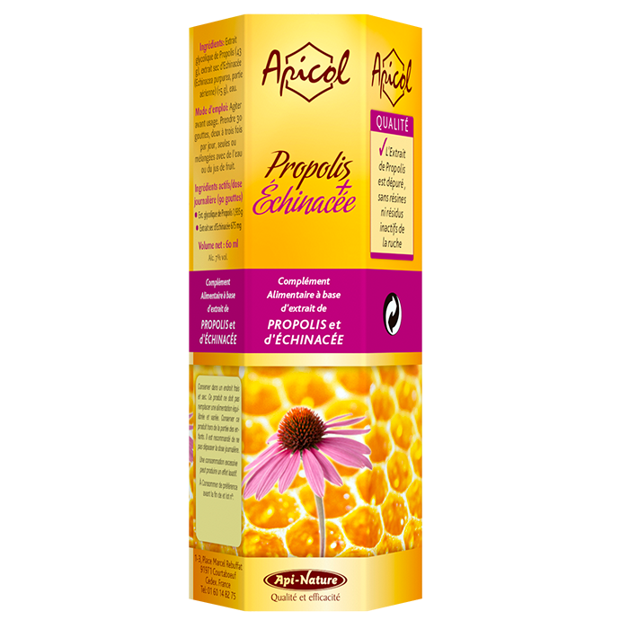 Propolis & Échinacée 60 ml Propolis echinacee 60 ml extrait propolis depuree echinacea purpurea, Herboristerie Cousin Wiame Wattrelos.