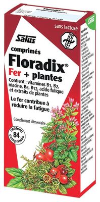 Floradix® Fer + Plantes 84 comprimés Floradix Fer et Plantes Salus 84 comprimés complément alimentaire au fer vitamines et extraits végétaux