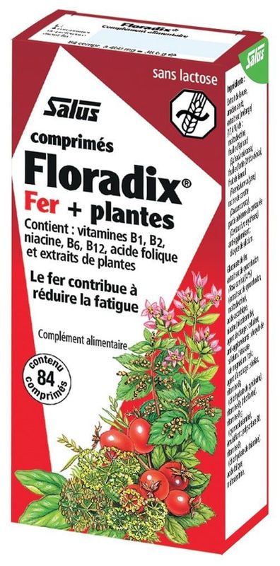 Floradix Fer et Plantes Salus 84 comprimés complément alimentaire au fer vitamines et extraits végétaux