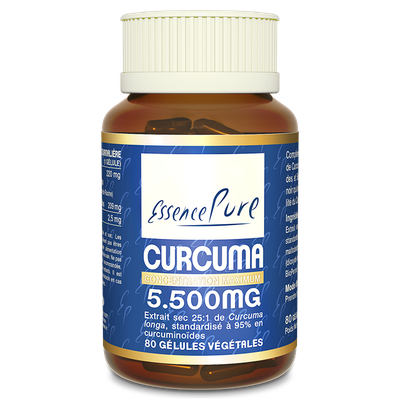 Curcuma 80 gélules, extrait sec de Curcuma longa standardisé à 95 % de curcuminoïdes avec BioPerine
