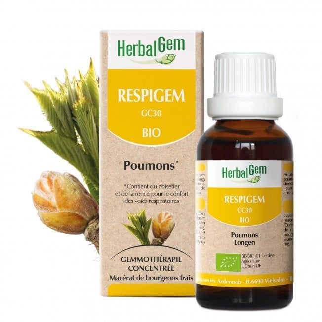 Respigem herbalgem 30 ml noisetier romarin pin sylvestre gemmotherapie Herboristerie Cousin Wiame Wattrelos.