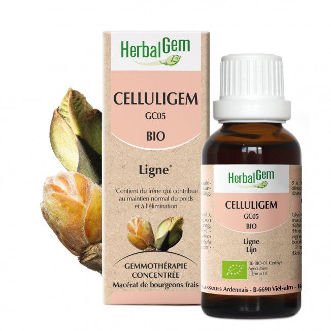 Celluligem herbalgem 30 ml bourgeons noisetier chataignier frene gemmotherapie, Herboristerie Cousin Wiame Wattrelos.