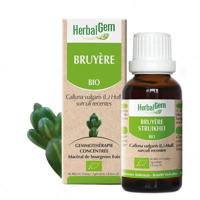 Bruyère bio 30 ml Bruyere herbalgem 30 ml jeunes pousses calluna vulgaris gemmotherapie Herboristerie Cousin Wiame Wattrelos.