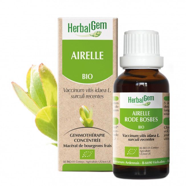 Airelle gemmotherapie 30 ml Vaccinium vitis idaea jeunes pousses Herbalgem, Herboristerie Cousin Wiame Wattrelos.