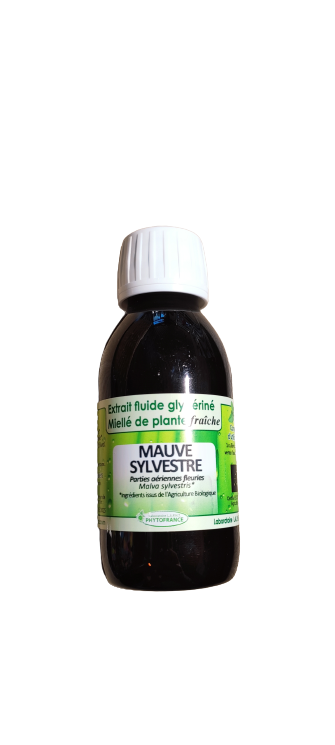 mauve 125 ml malva sylvestris extrait glycérine miel bio plante mucilages