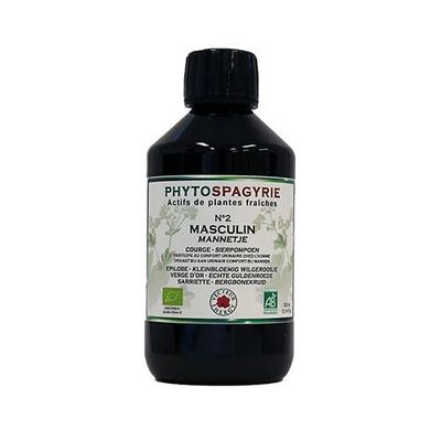 Phytospagyrie N°2 Masculin Bio – 300 ml Phytospagyrie N°2 Masculin Bio Vecteur Energy – Flacon 300 ml à la courge, épilobe, verge d'or et sarriette