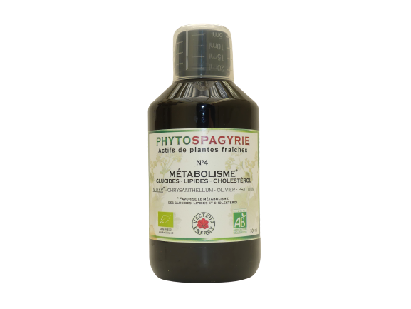 Métabolisme 300 ml complément alimentaire bio chrysanthellum psyllium olivier noyer