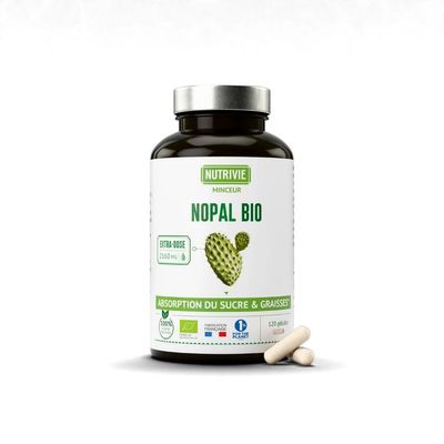 Nopal Bio 270 mg – 120 gélules Nopal Bio Nutrivie – 120 gélules végétales à la poudre biologique de figuier de Barbarie (Opuntia ficus-indica), 120 gélules