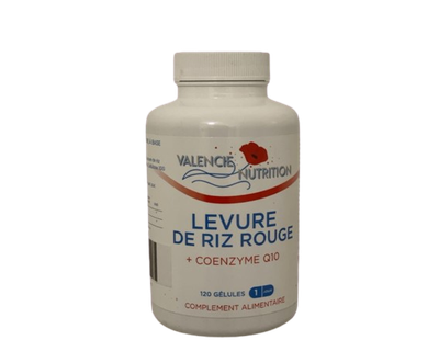 Levure de Riz Rouge 120 gélules Levure de Riz Rouge 120 gélules avec coenzyme Q10 complément alimentaire Valencie Nutrition