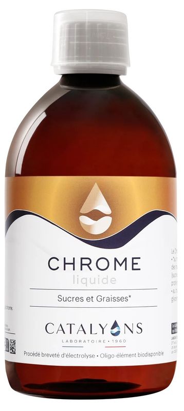 Chrome – 500 ml Chrome Catalyons – Flacon de 500 ml d'oligo-élément liquide contribuant au maintien d'une glycémie normale.