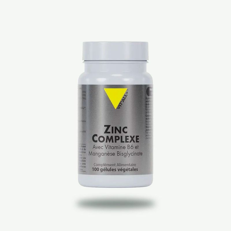Zinc Complexe – 100 gélules Zinc Complexe Vit’All+ avec zinc bisglycinate, manganèse bisglycinate et vitamine B6 sous forme Pyridoxal-5-phosphate.