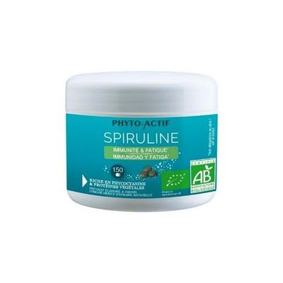 spiruline bio comprimes 150 phyto actif spirulina platensis proteines vegetales phycocyanine complement naturel bio