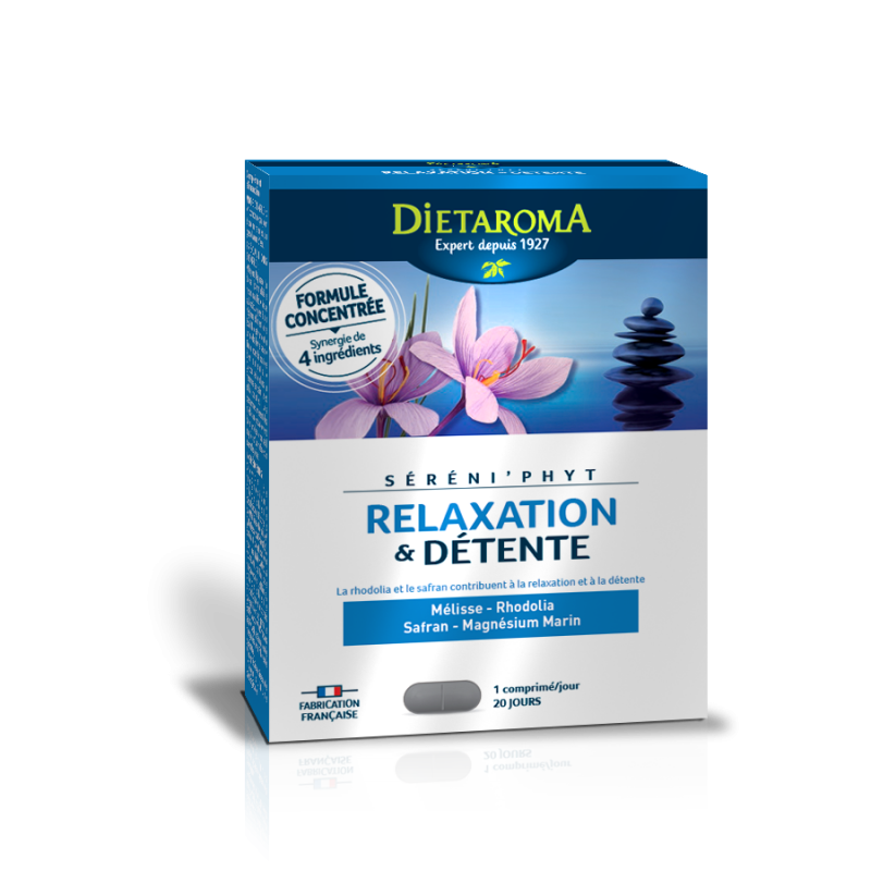 Séréni'phyt 20 comprimés sereniphyt 20 comprimes melisse rhodiola safran magnesium dietaroma herboristerie cousin wiame