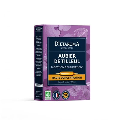 Aubier de Tilleul 20 ampoules Bio aubier de tilleul bio 20 ampoules tilia cordata complement alimentaire dietaroma herboristerie cousin wiame wattrelos