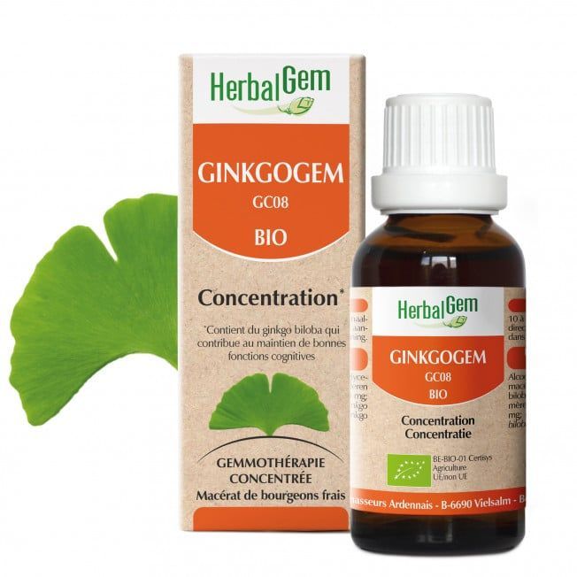Ginkgogem bio 30 ml Ginkgogem herbalgem 30 ml ginkgo biloba gemmotherapie Herboristerie Cousin Wiame Wattrelos.