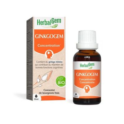 Ginkgogem Bio HerbalGem – Concentration – 30 ml Ginkgogem Bio HerbalGem complexe de bourgeons pour la concentration à base de ginkgo, flacon 30 ml