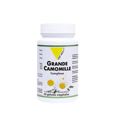 Grande Camomille Complexe 30 gélules Grande Camomille Complexe 30 gélules VIT'ALL+ avec partenelle, ginkgo biloba, saule blanc, magnésium et vitamines du groupe B