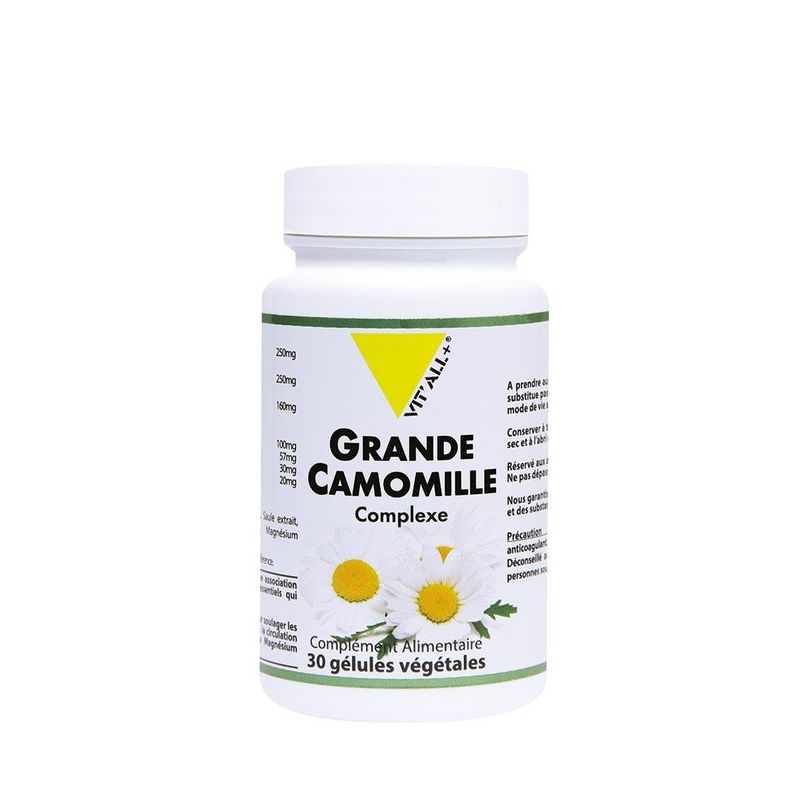 Grande Camomille Complexe 30 gélules VIT'ALL+ avec partenelle, ginkgo biloba, saule blanc, magnésium et vitamines du groupe B