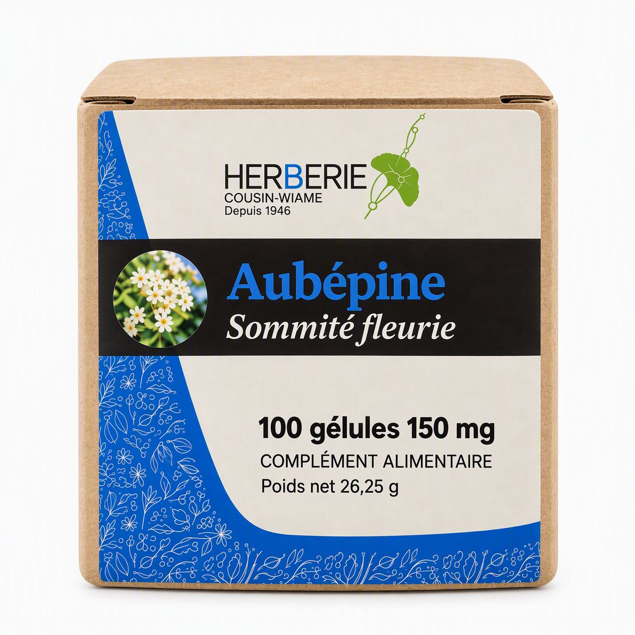 Aubépine Sommité Fleurie Cailleau Herboristerie – Complément alimentaire à base de Crataegus – 150 mg par gélule végétale.