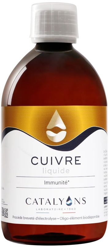 Cuivre – 500 ml Cuivre Catalyons – Flacon de 500 ml au citrate de cuivre pour l'immunité, la peau et les cheveux.