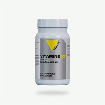 Vitamine D3 2000 UI – 100 capsules Vitamine D3 2000 UI Vit’All+ – Cholécalciférol 50 µg sur base d’huile d’olive – 100 capsules