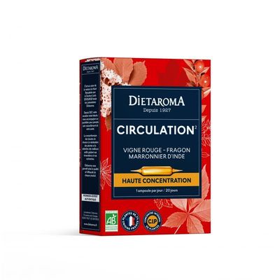 Circulation 20 ampoules Bio circulation bio 20 ampoules vigne rouge marronnier fragon complement alimentaire herboristerie cousin wiame wattrelos