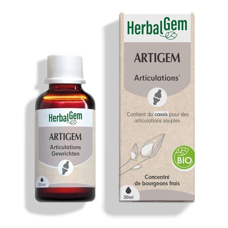 Artigem Bio HerbalGem – Articulations – 30 ml Artigem Bio HerbalGem complexe de bourgeons pour les articulations à base de cassis, bouleau, vigne, flacon 30 ml