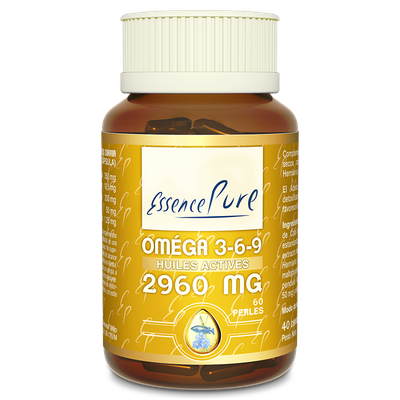 Oméga 3-6-9 60 perles Oméga 3-6-9 EssencePure 60 perles – huile de poisson, bourrache, lin et vitamine E