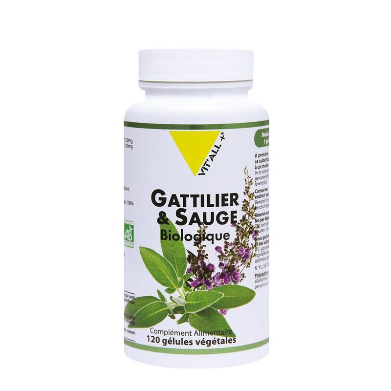 Gattilier et Sauge Bio 120 gélules complément alimentaire biologique pour le bien-être féminin.