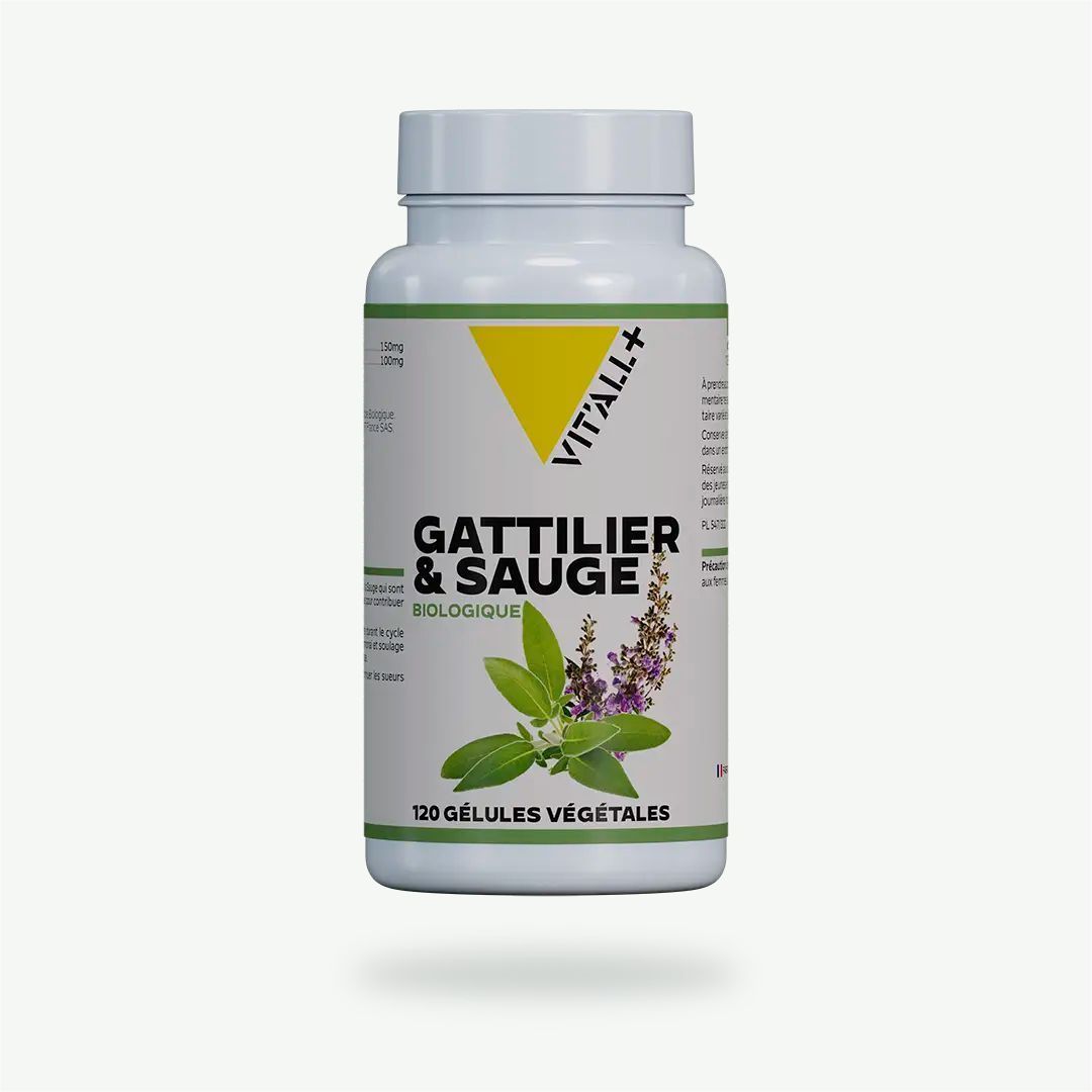 Gattilier & Sauge Bio – 120 gélules Gattilier & Sauge Bio Vit’All+ – Complexe biologique pour le bien-être féminin, le cycle et la ménopause – 120 gélules