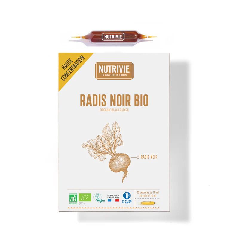 Radis noir bio 20 ampoules jus racine raphanus sativus complement alimentaire naturel cure 20 jours