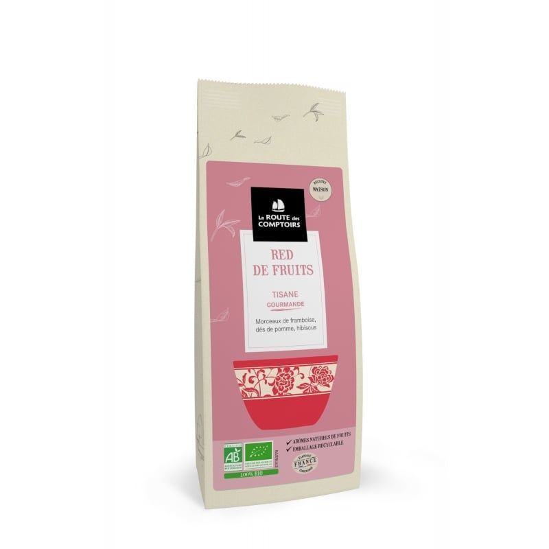 infusion fruits rouges bio 100 g framboise hibiscus fraise tisane sans theine boisson fruits naturels