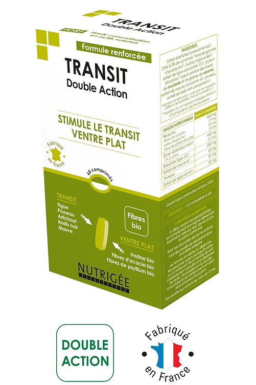 transit double action 60 comprimes complement alimentaire fibres psyllium acacia digestion