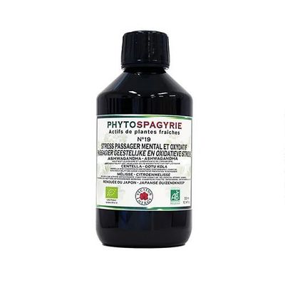 Phytospagyrie N°19 Stress Passager Mental et Oxydatif Bio Vecteur Energy – Flacon 300 ml à l'ashwagandha, centella, mélisse