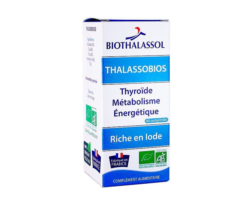 Thalassobios bio 60 comprimés thalassobios algues bio iode fucus ascophyllum dulse complement alimentaire herboristerie cousin wiame wattrelos.