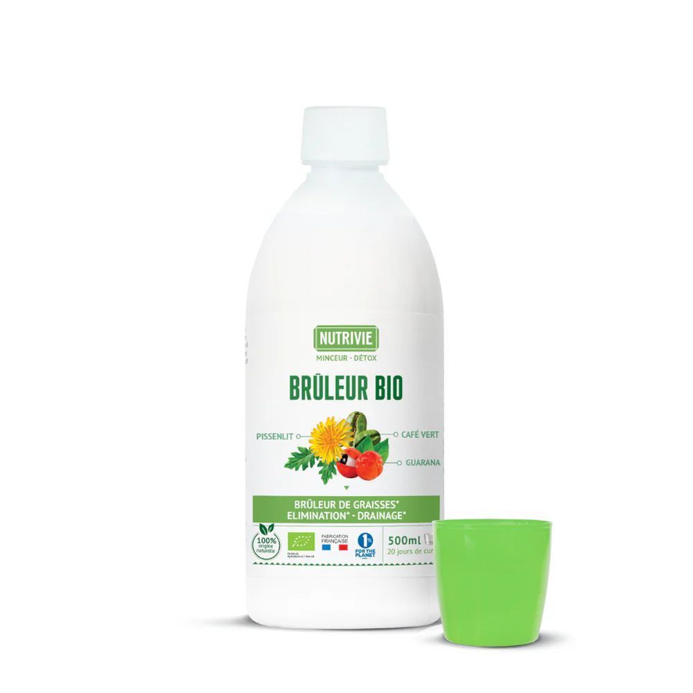 Brûleur Bio – 500 ml Brûleur Bio Nutrivie 500 ml – Complément alimentaire bio aux 6 plantes, goût ananas, fabriqué en France