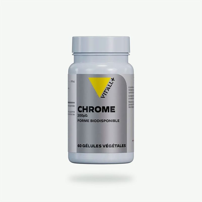 Chrome Picolinate 200 µg Vit’All+ en gélules végétales – 500 % des apports de référence. 60 gélules 