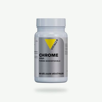 Chrome Picolinate 200 µg – 60 gélules Chrome Picolinate 200 µg Vit’All+ en gélules végétales – 500 % des apports de référence. 60 gélules