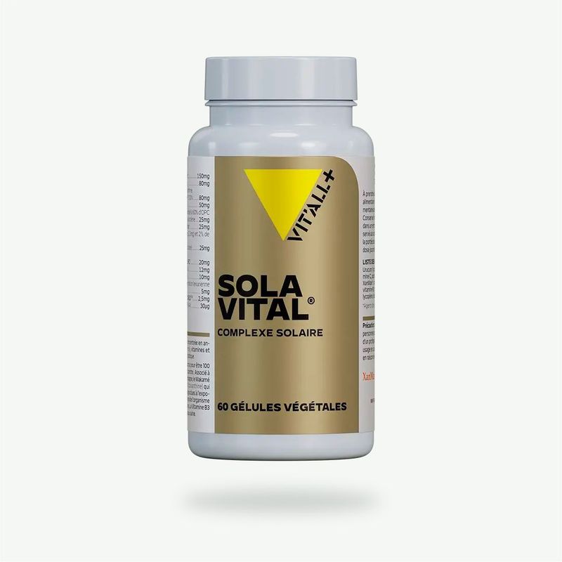 SOLA VITAL® Vit’All+ – Complexe solaire avec urucum, wakamé, pépins de raisin, lutéine, zéaxanthine, lycopène, vitamines.