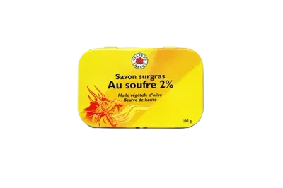 Soufre 2% Surgras – 100 g Savon au Soufre Surgras Vecteur Energy – Savon pour le corps de 100 g avec glycérine, huile d'olive, beurre de karité