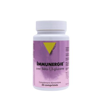 Immunergie 30 comprimés Immunergie 30 comprimés Vit'all+ complexe à base d'échinacée, astragale, shiitake, vitamines et minéraux.