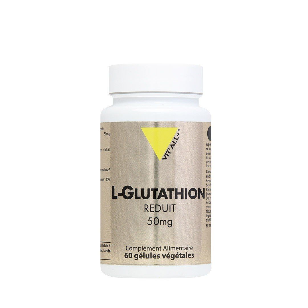 L-Glutathion réduit 60 gélules L-Glutathion réduit Vit'all+ 60 gélules apportant 50 mg de glutathion réduit par gélule.