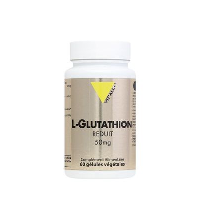 L-Glutathion réduit 60 gélules L-Glutathion réduit Vit'all+ 60 gélules apportant 50 mg de glutathion réduit par gélule.
