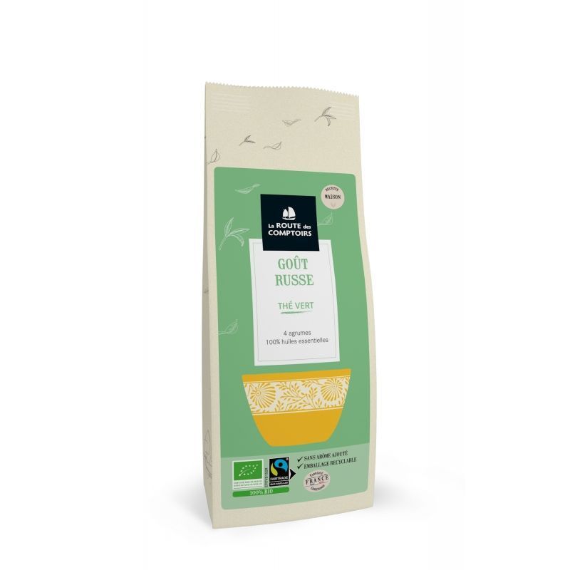 the vert gout russe bio 100 g camellia sinensis agrumes citron bergamote pamplemousse limette infusion fraiche