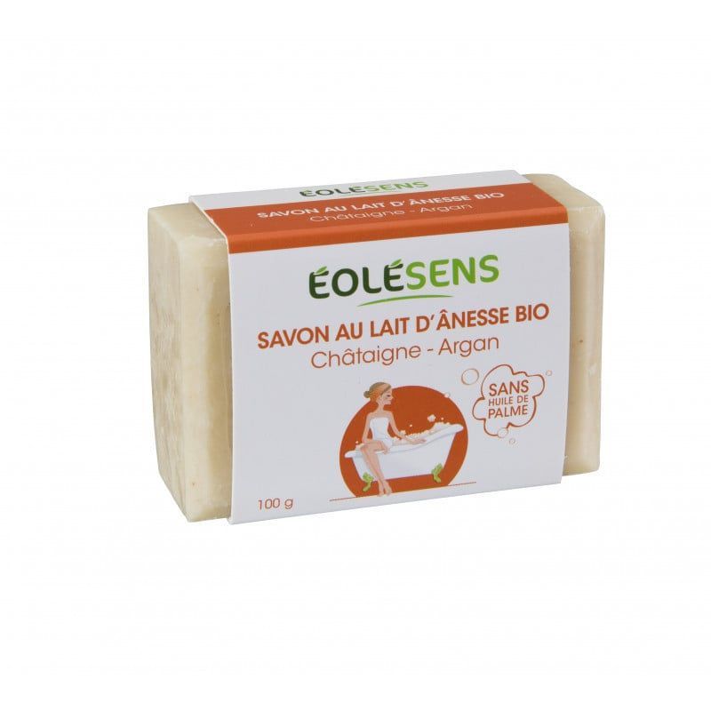 Savon Bio au Lait d'Ânesse & Châtaigne 100 g Éolésens Savon Bio au lait d'ânesse et châtaigne Éolésens 100 g