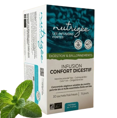 Infusion Confort Digestif - 30 Sachets Infusion Confort Digestif Nutrigée bio 30 sachets menthe carvi gingembre.