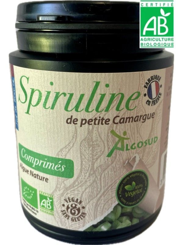 Spiruline bio de Petite Camargue - 200 Comprimés - Algosud Bio spiruline bio petite camargue 200 comprimes 100 pure france complement naturel