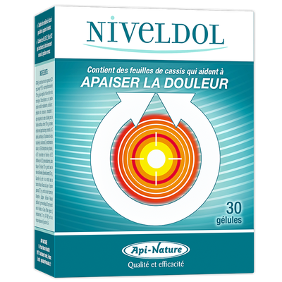 NivelDol 30 gélules | Api-Nature NivelDol Api-Nature 30 gélules à base de boswellia, gingembre et cassis disponible à l'Herboristerie Cousin-Wiame