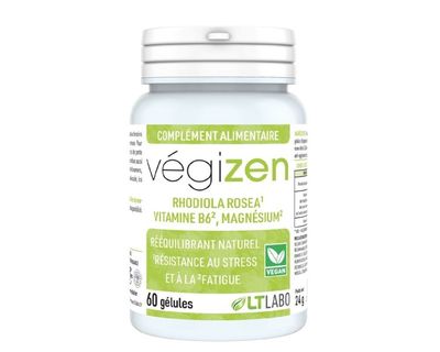 Vegizen 60 gelules rhodiola magnesium vitamine B6 complement alimentaire stress fatigue naturel
