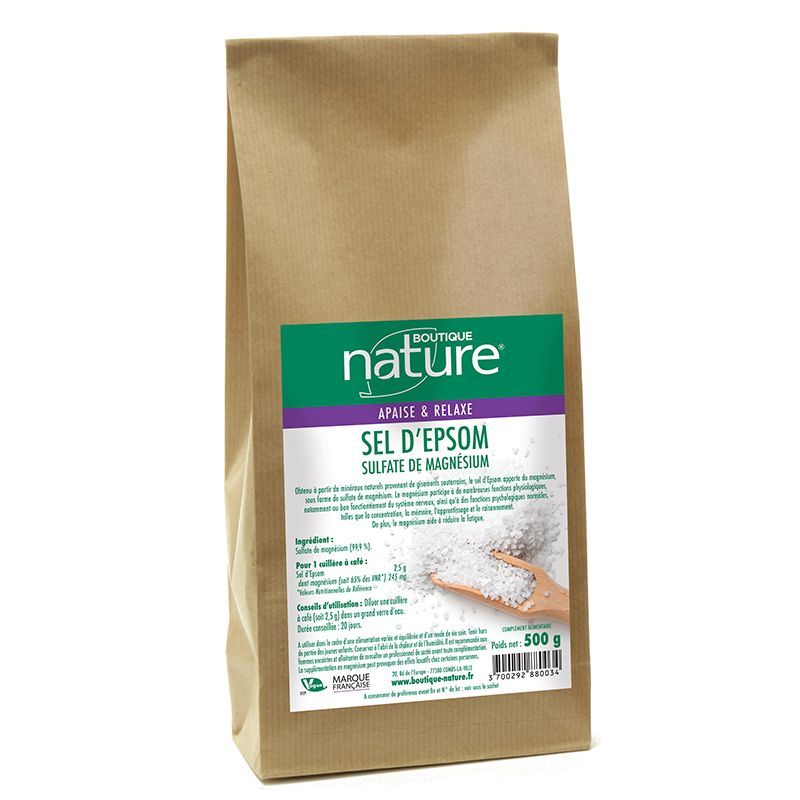 sel d epsom 500 g sulfate magnesium bain gommage complement naturel magnésium